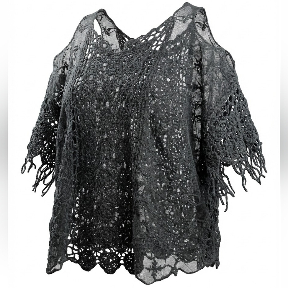 MUDD Black Crochet Lace Top SIZE L